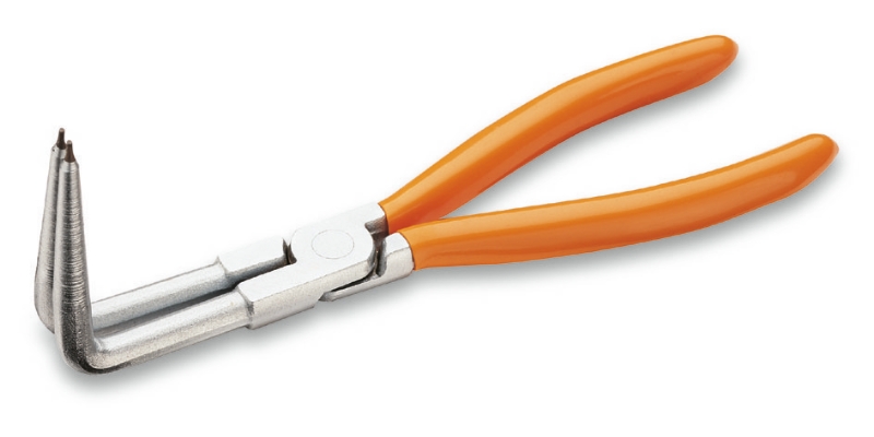90° curved long nose pliers for elastic safety rings for holes, PVC-coated handles category image