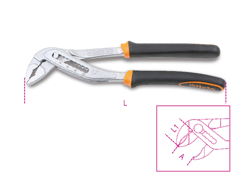 Slip joint pliers, boxed joint, bimaterial handles category image