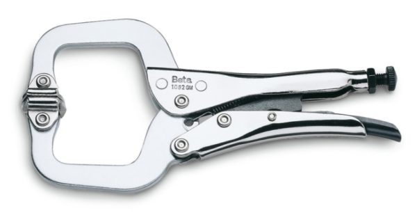Adjustable self-locking pliers with floating C-shaped jaws