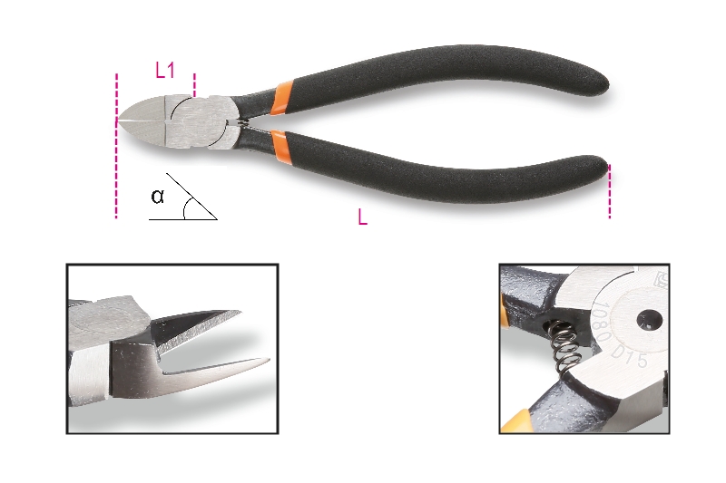 Diagonal flush cutting nippers, slip-proof double layer PVC coated handles category image