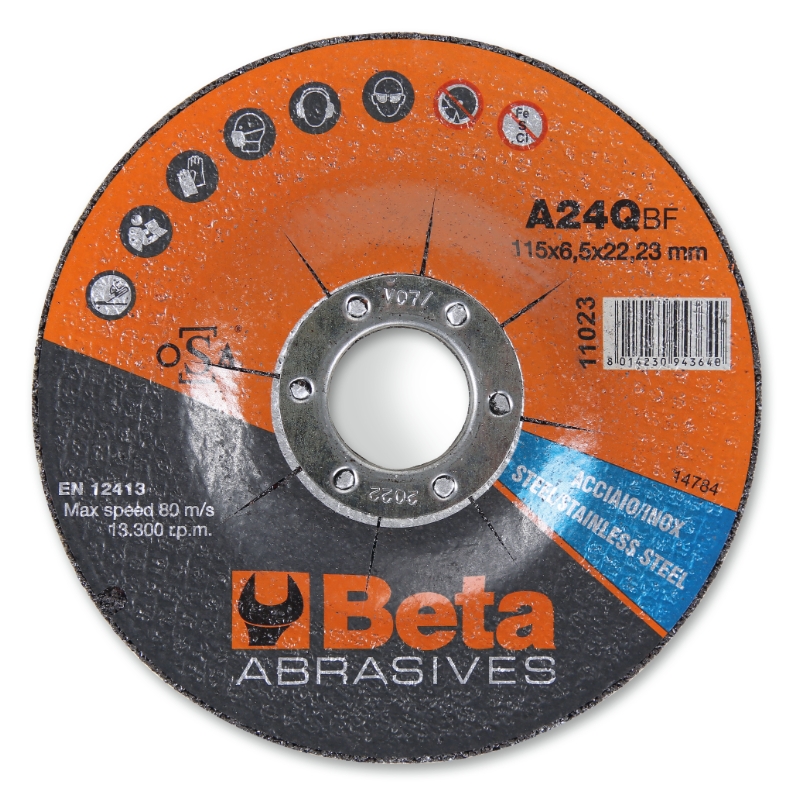 Abrasive steel and stainless steel grinding discs with depressed centre category image