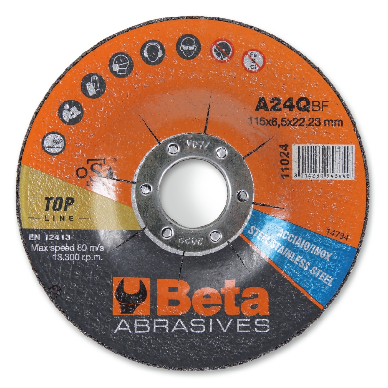 Abrasive steel and stainless steel cutting discs, thin, with depressed centre category image