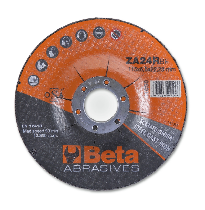 Abrasive steel grinding discs, with zirconia abrasive and depressed centre category image