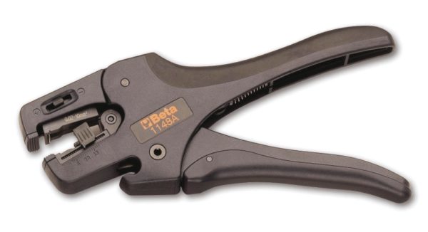 Wire stripping pliers, self-adjusting, with cutting device