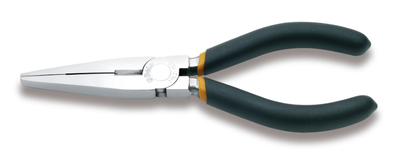 Extra-long flat knurled nose pliers, chrome-plated, slip-proof double layer PVC coated handles category image