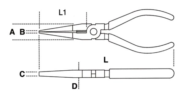 ​Extra-long needle knurled nose pliers, bi-material handles, industrial finish - Image 3