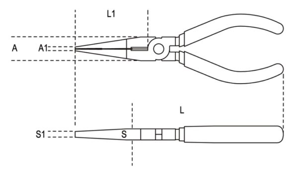 Extra-long needle knurled nose pliers, chrome-plated, slip-proof double layer PVC coated handles - Image 2