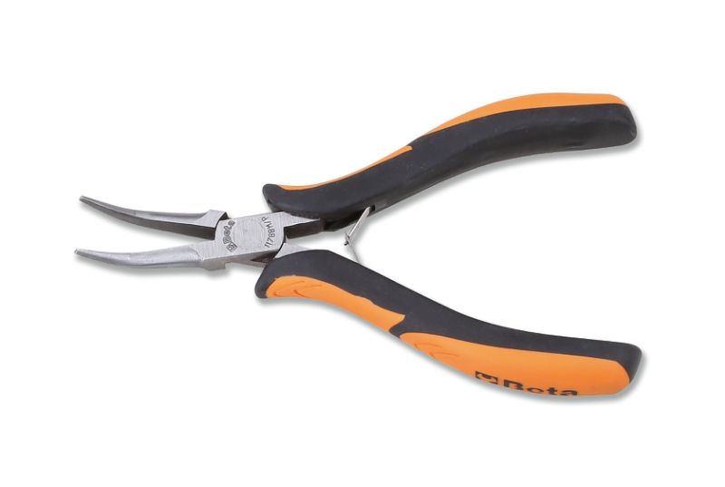 Smooth half-round long bent needle nose pliers bi-material handles category image