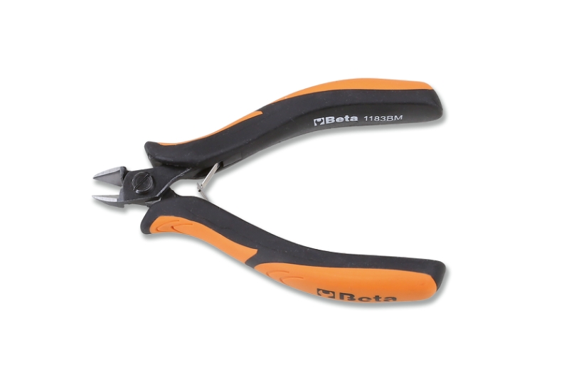 Diagonal semi-flush cutting nippers, rounded tips bi-material handles category image