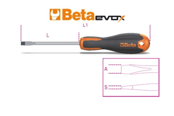 Evox screwdrivers for slotted head screws, chrome-plated, black tips - Image 7
