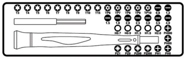 Bi-material microscrewdriver with 36 interchangeable 4-mm bits and magnetic extension - Image 3