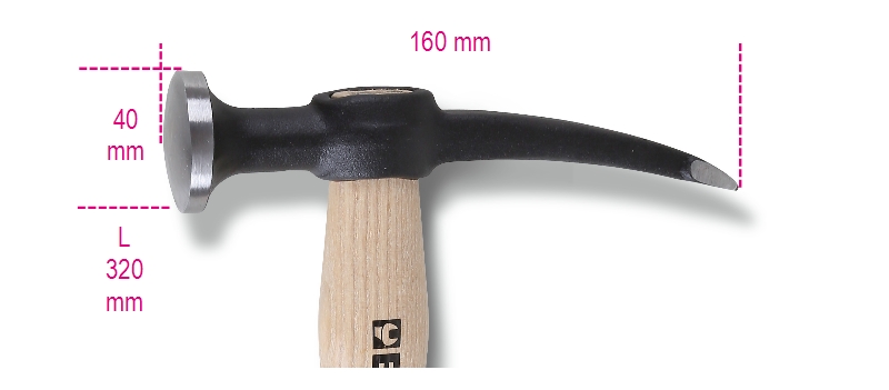Hammer with round, convex face and pein, wooden shaft category image