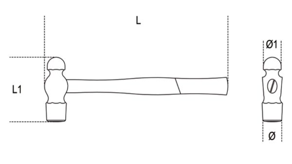 Sparkproof ball pein hammer, round head, for coppersmiths and tinsmiths - Image 3