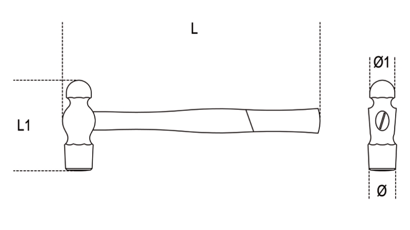 Proto J1316PD Ball Pein Hammer - Wood Handle - 16 oz. Head