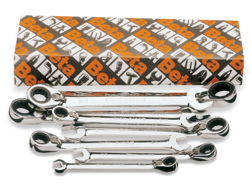 Set of 8 reversible ratcheting combination wrenches (item 142AS) category image