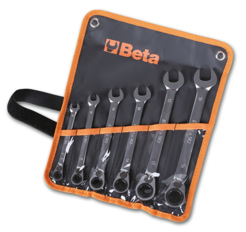 Set of 6 reversible ratcheting combination wrenches (item 142) in wallet category image