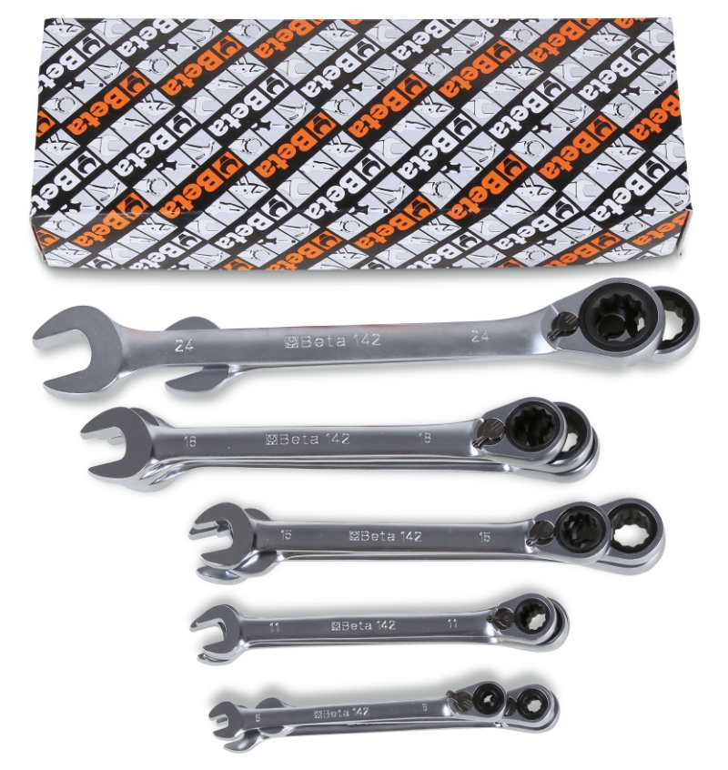 Set of 15 reversible ratcheting combination wrenches (item 142) category image