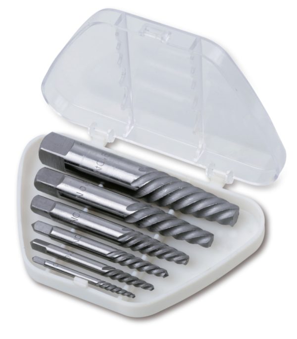 Set of 5 tapered extractors for brown screws and studs, made from hardened steel (item 1430/..), in case - Image 2