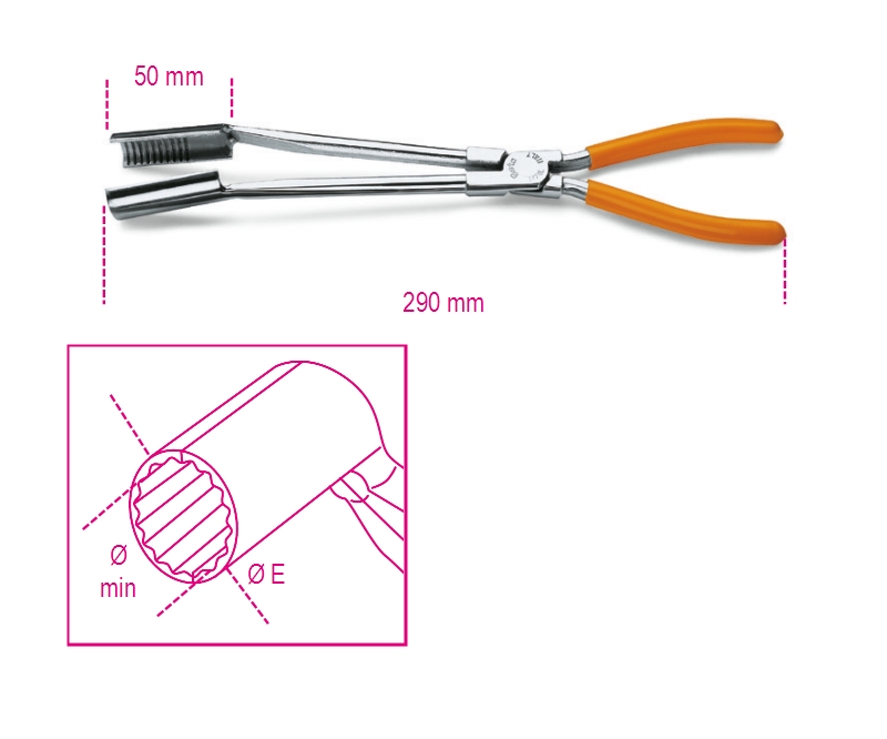 Spark-plug pliers, curved long nose, 15° category image