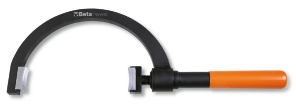 Half-moon tool with aluminium jaws for locking multi-groove pulleys