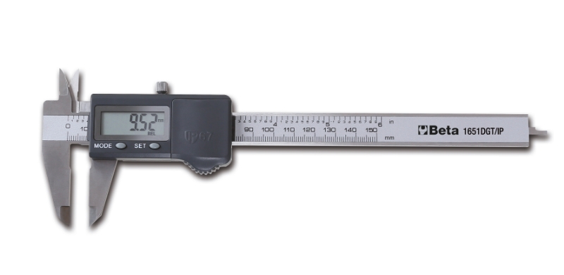 Digital vernier, made from hardened stainless steel, reading to 0.01 mm, degree of protection IP67 in hard plastic case category image