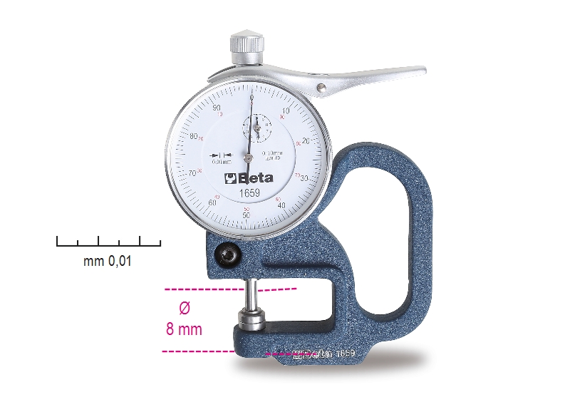Thickness gauge with dial indicator,  reading to 0.01 mm category image