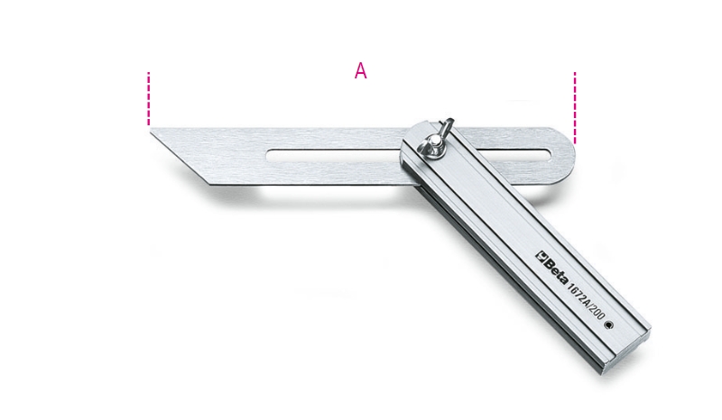Mitre square, adjustable, sliding blade, aluminium base, blades made from chrome-plated steel category image