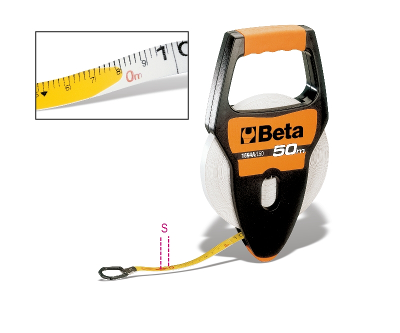 Measuring tapes with handles, shock-resistant ABS casings, PVC-coated fibreglass tapes, precision class III category image