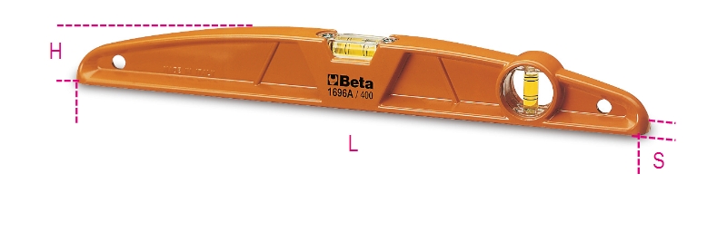 Spirit levels made from die-cast aluminium, with 1 ground base and 2 unbreakable vials, accuracy: 1 mm/m category image