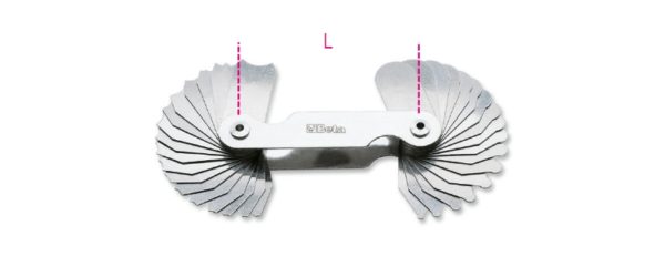 Radius gauges, concave and convex steel blades