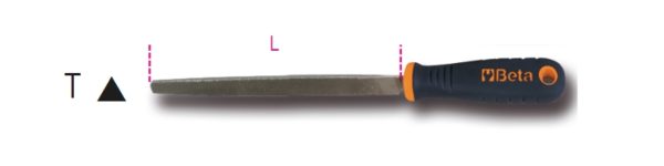 Second-cut triangular files, with handles