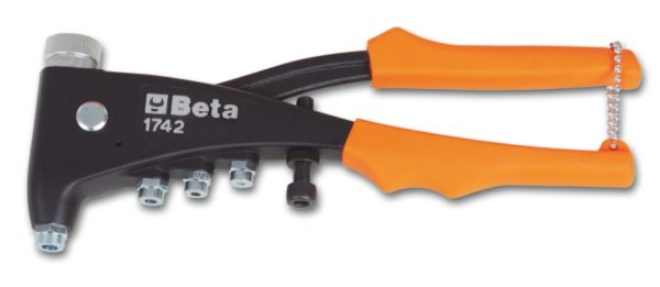 Riveting pliers for threaded rivets, with 4 interchangeable mandrels ( 1x M3;M4;M5;M6)