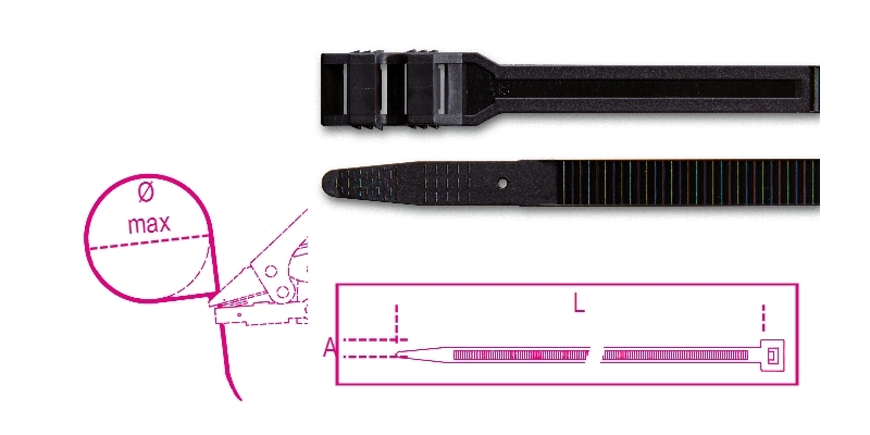 Nylon cable ties, black, UV resistant category image
