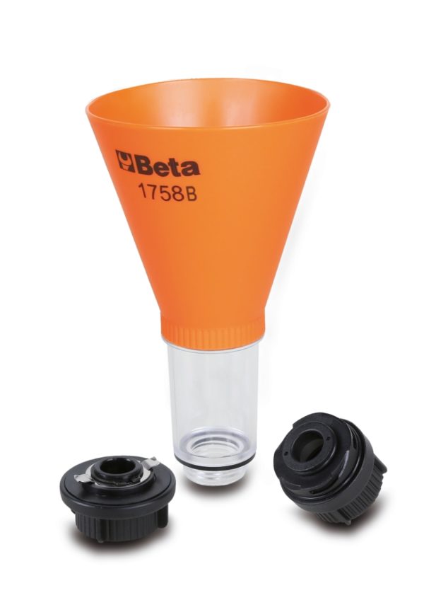 Non-return funnel with quick couplings