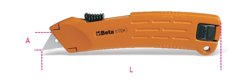 Safety utility knife with retractable blade, supplied with 2 blades category image
