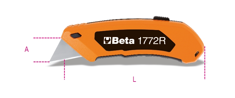 Utility knife with retractable trapezoidal blade, supplied with 5 blades category image