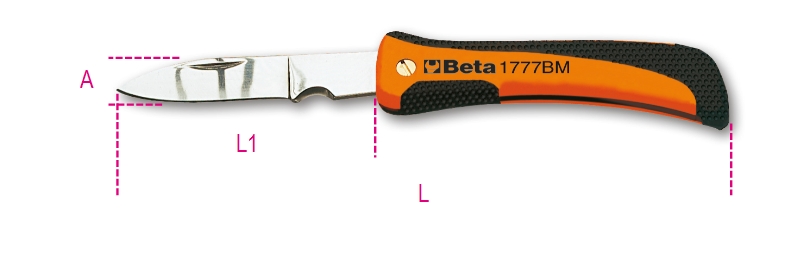 Foldaway knife with wire stripping notch, stainless steel blade category image