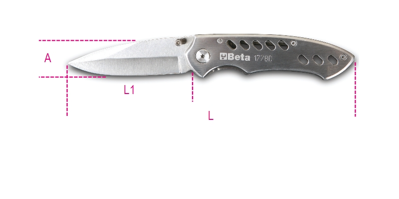 Foldaway knife, stainless steel blade and handle, in case category image