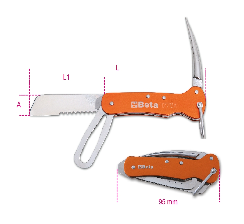Knives for nautical maintenance, stainless steel blades, aluminium handles in case category image