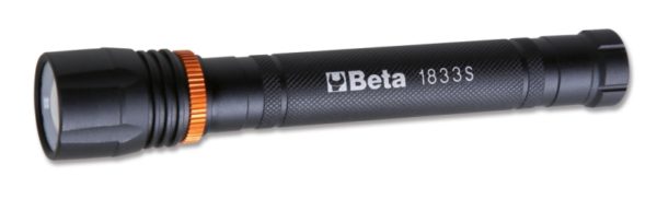 ​High-brightness LED torch, made of sturdy anodized aluminium, up to 500 lumens
