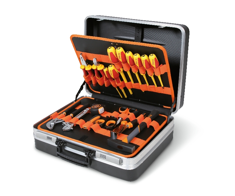 Tool case with assortments of tools for electronic and electrotechnical maintenance category image