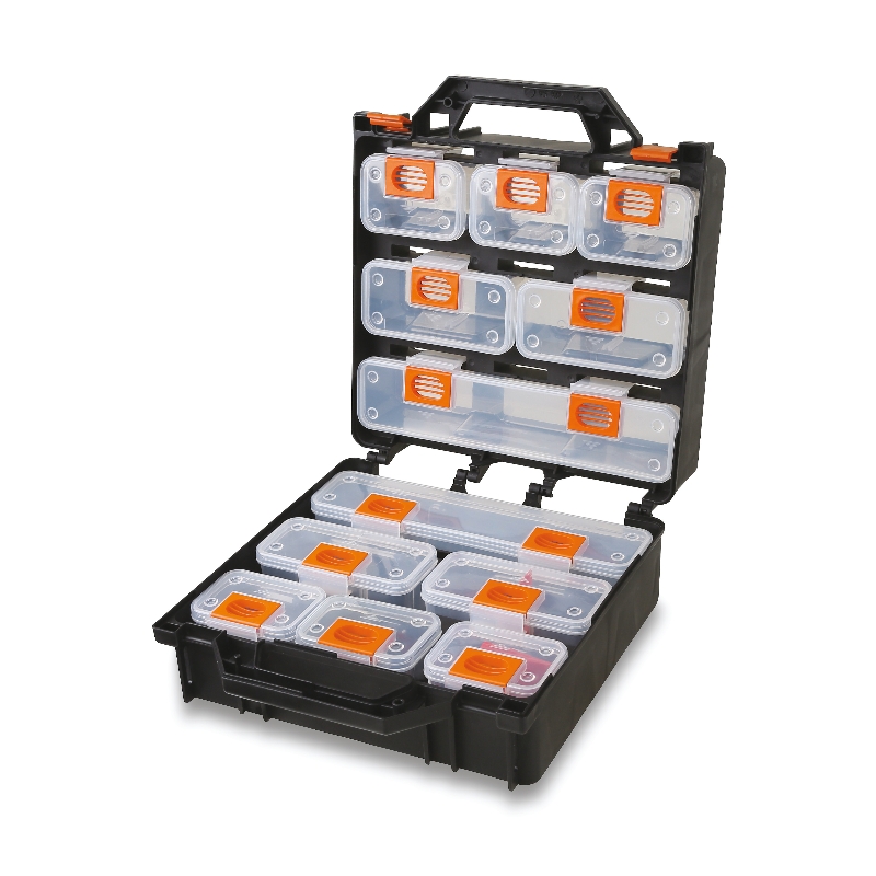 Organizer tool case with 12 removable tote-trays, empty category image