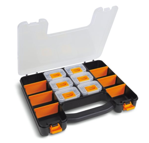 Organizer tool case with 6 removable tote-trays and adjustable partitions - Image 2