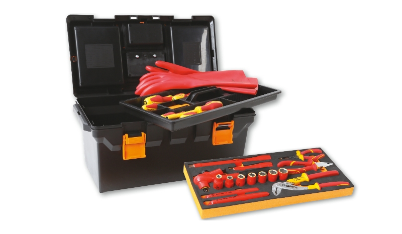 Assortment of 32 insulated tools for hybrid cars, in plastic tool box with soft thermoformed tray category image
