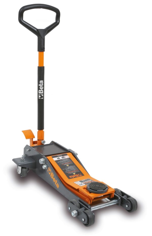 Lowered hydraulic car jack, 2 t with 6 wheels