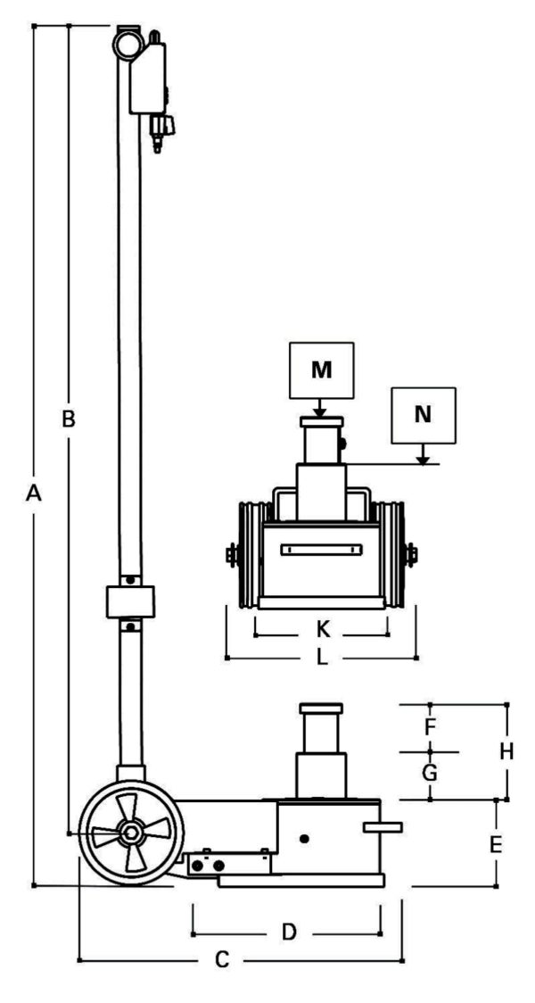 Air hydraulic jack, 40/20 tons - Image 4