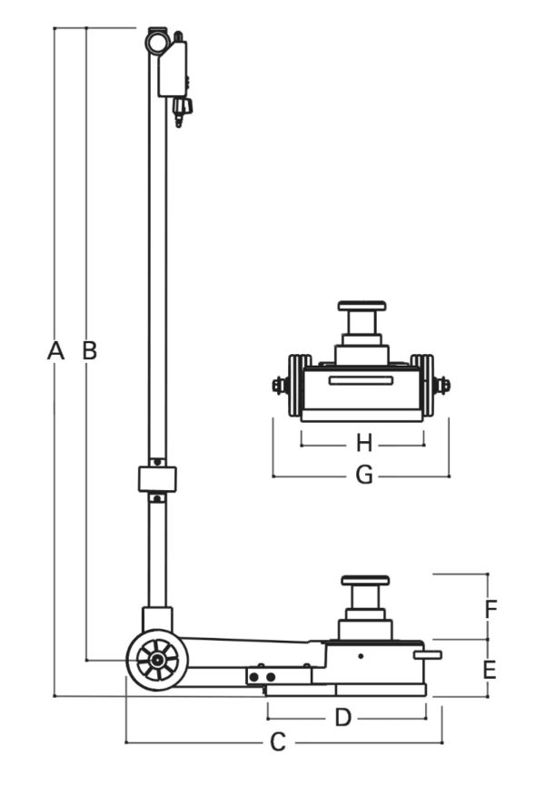 Air hydraulic jack, 60-30-15 t - Image 4
