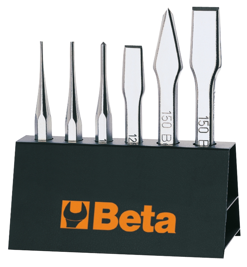 Set of 6 drift punches (item 30), centre punches (item 32), flat chisels (item 34) and cape chisels (item 36), with support category image
