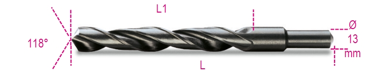 Twist drills with cylindrical shanks, short series, HSS, rolled, burnished, small tang (ø 13 mm) category image