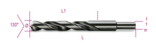 Twist drills with cylindrical shanks, short series, HSS, entirely ground, burnished, small tang (ø 13 mm)
